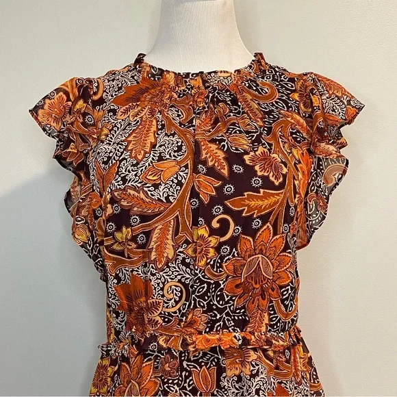 Julia Jordan Orange and Purple Midi Dress - Picture 2 of 10